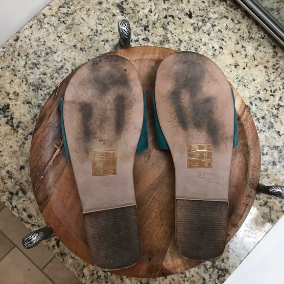 🎉HP🎉 MUSSE & CLOUD Aqua / Turquoise Suede Sandal 7.5 - Picture 3 of 6